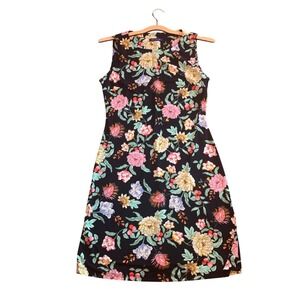Tommy Hilfiger Floral Dress Sleeveless Casual Travel Black‎ Jersey Dress SZ 2